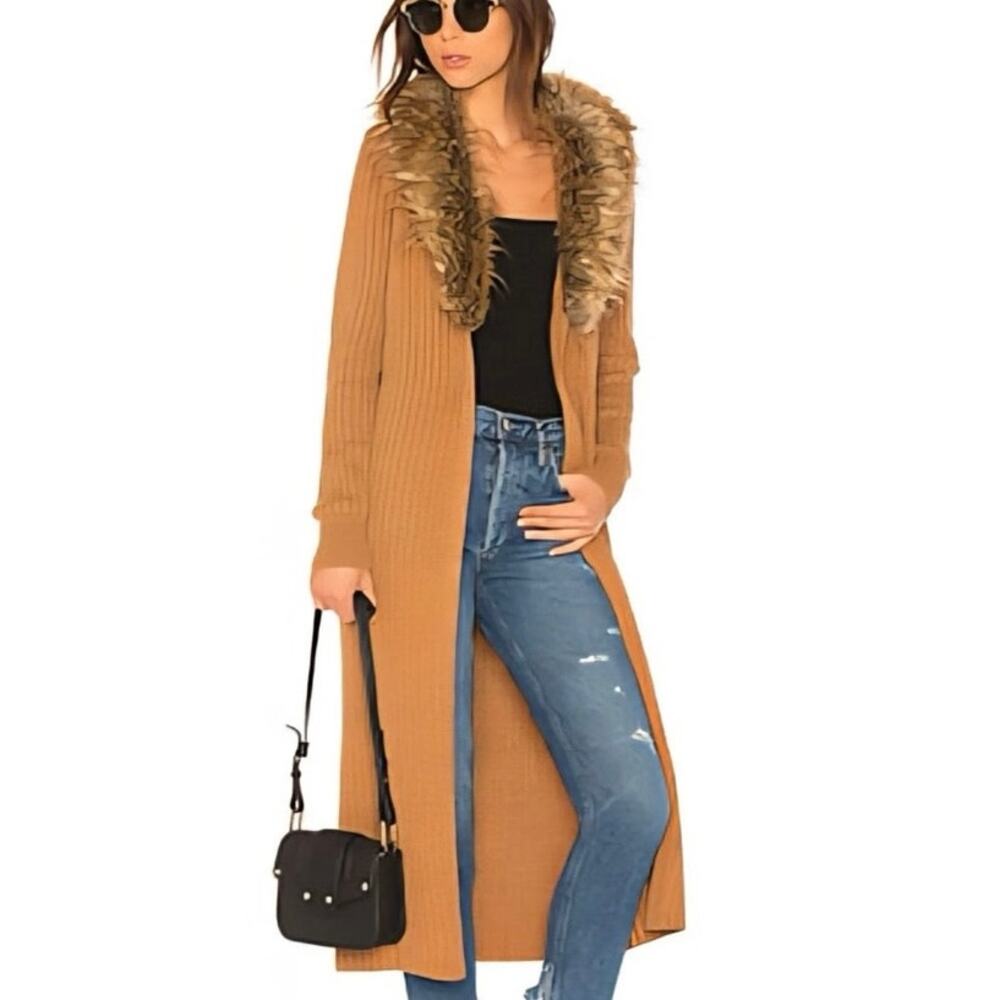 Show Me Your Mumu Lombardi Faux Fur Long Cardigan M